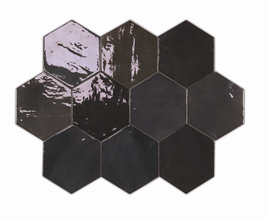 Zellige Hexa Graphite 10.8x12.4