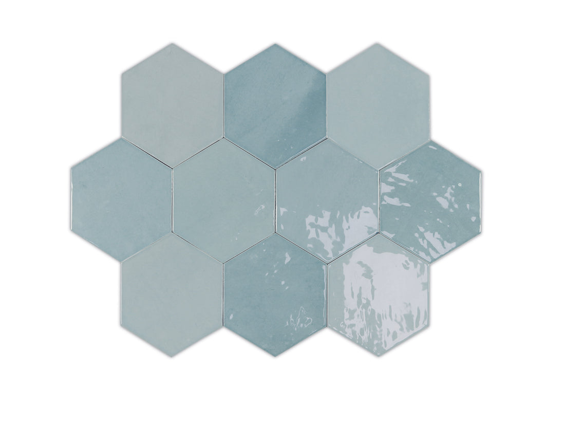 Zellige Hexa Aqua 10.8x12.4