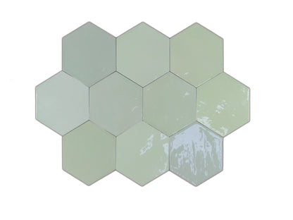 Zellige Hexa Mint 10.8x12.4