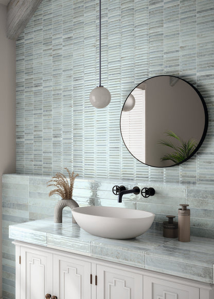 Bathroom with Blue Kit Kat Tile