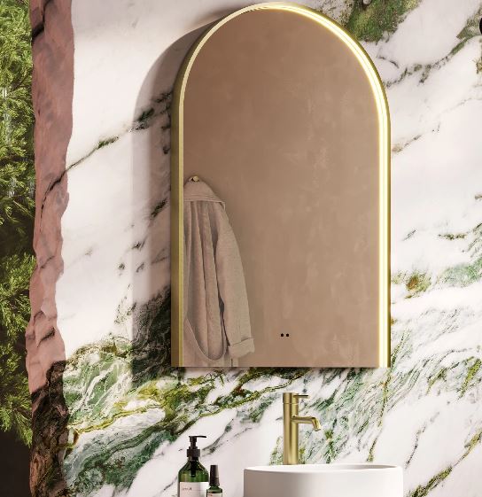 Nova LED Mirror - Brushed Brass 60x90cm